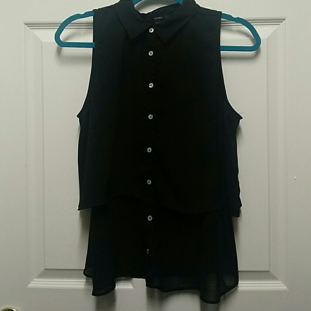 Forever 21 collared button-up tank top